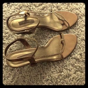 Pretty gold rhinestone strap heels